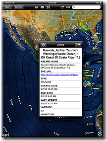 Tsunami warning GIS on iPad