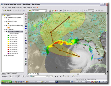 Hurricane Ike landfall in GIS